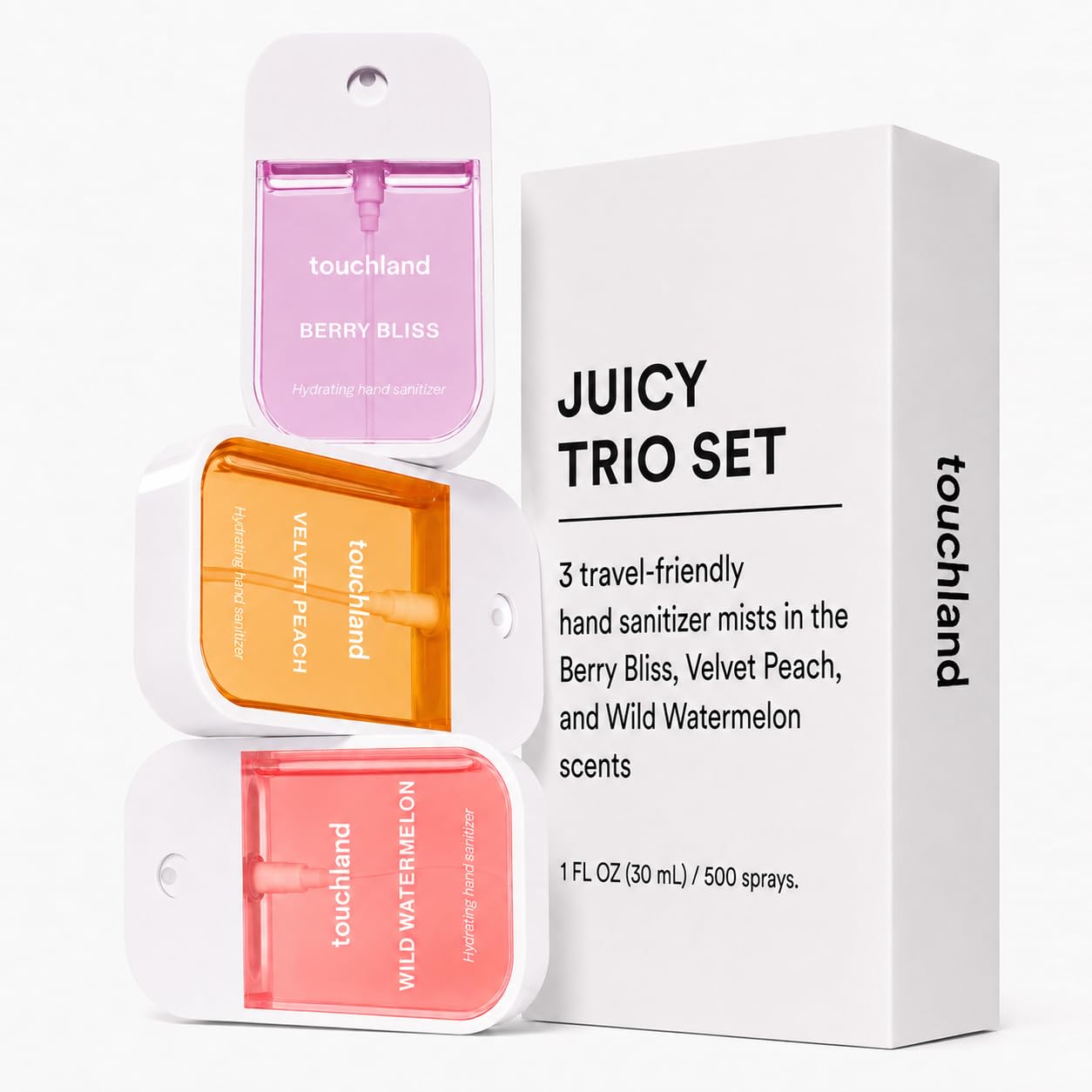 HOTTouchland Juicy Trio Hydrating Hand Sanitizer Spray Set Travel Size