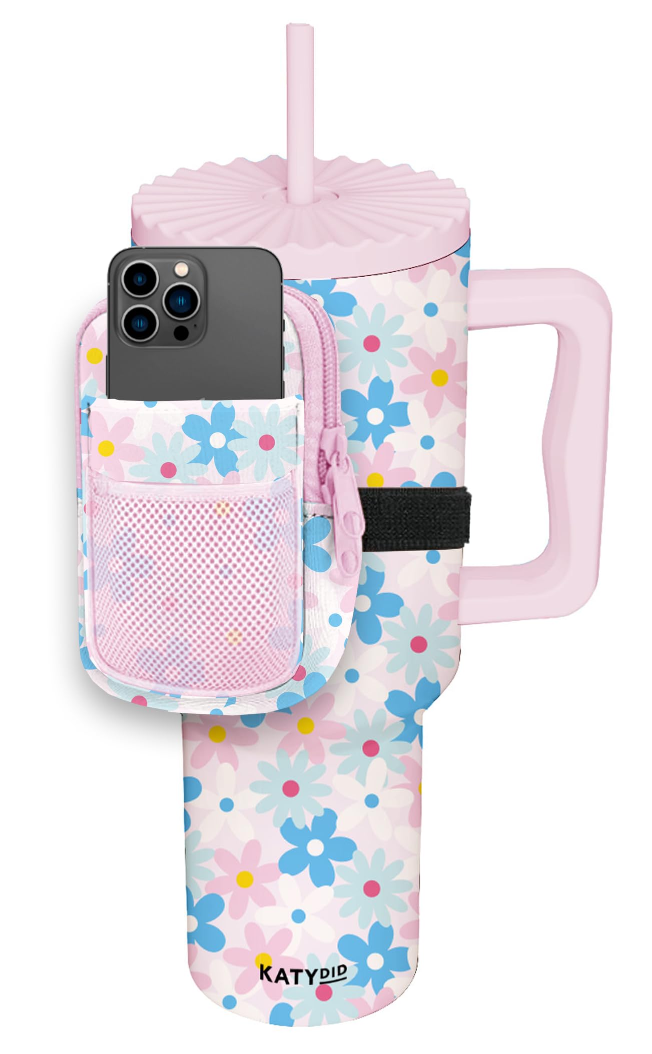 HOTKATYDID Tumbler Zipper Pouch and Phone Holder with 3 Pockets - Compact Water Bottle Pouch for Wallet, Keys, and Phone - Premium Tumbler Accessories