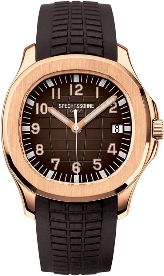 HOTSpecht & Söhne Watches for Men Japan Miyota 8215 Movement Watch Sport Movt Classic Automatic Mechanical Mens Wristwatch Rubber Strap Waterproof 40MM