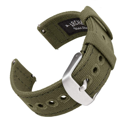 HOTArcher Watch Straps - Canvas Quick Release Watch Bands (Faded Olive, 20mm)