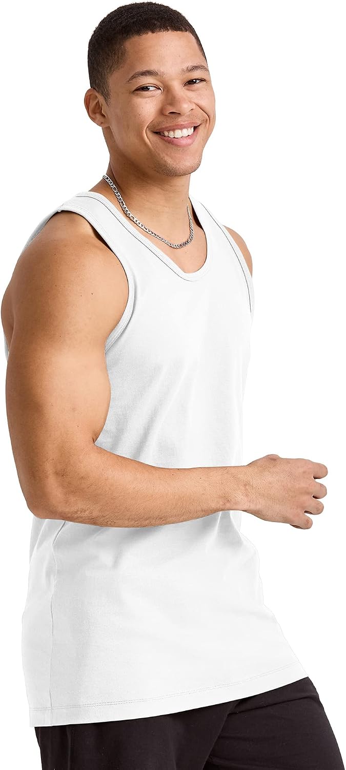 HOTHanes Men's Essentials Tank Top Pack, Midweight Cotton Tanks, Sleeveless Shirts, 3-Pack