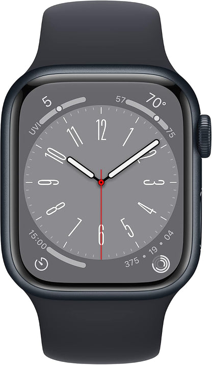 HOTApple Watch Series 8 (GPS, 41MM) - Midnight Aluminum Case with Midnight Sport Band S/M (Renewed Premium)