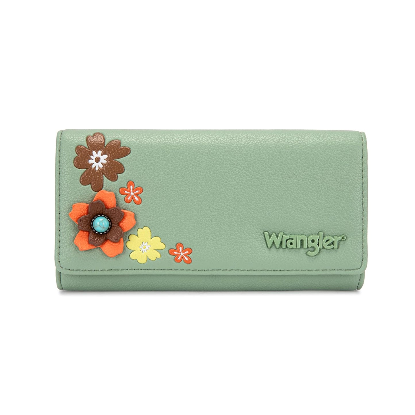 HOTX Wrangler Women's Wallet RFID Blocking Large Floral Trifold Wallets | Large Capacity, Floral Print, Multi Card Slots, ID Window, Money organizer & Coin pocket, Ideal Gift Choice for All Holidays