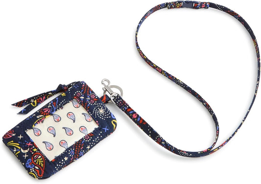 HOTVera Bradley womens Premium Cotton Zip Id Pouch W/Breakaway Lanyard