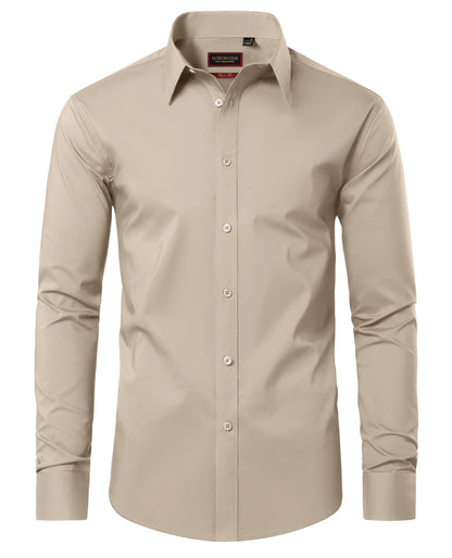 HOTLion Nardo Cotton Mens Dress Shirts Long Sleeve Wrinkle Free Business Casual Button Down Shirts Formal Shirts Big and Tall