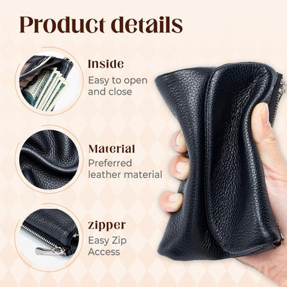 HOTLECDOA Unisex Pebble Leather Wallet, Short Genuine Leather Coin and Card Wallet, Small Wallets for Women, Suitable for Coins and Cards (#15)