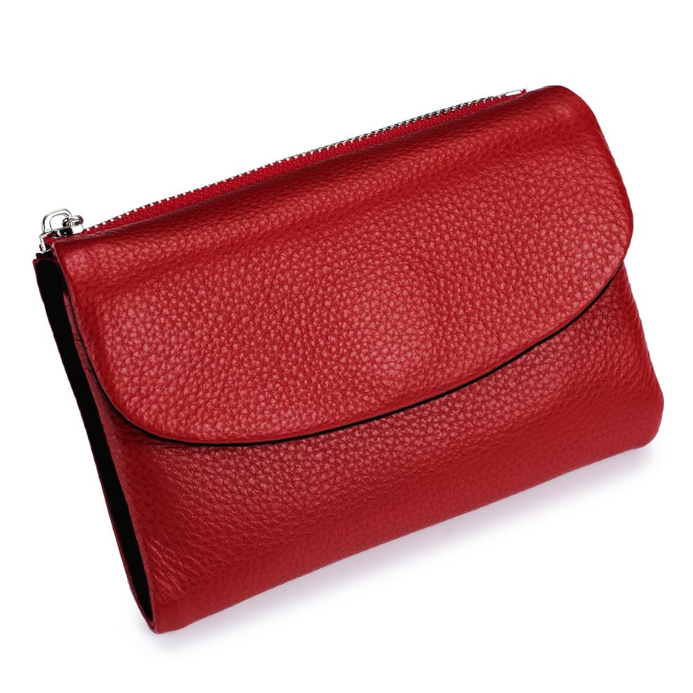 HOTLECDOA Unisex Pebble Leather Wallet, Short Genuine Leather Coin and Card Wallet, Small Wallets for Women, Suitable for Coins and Cards (#15)