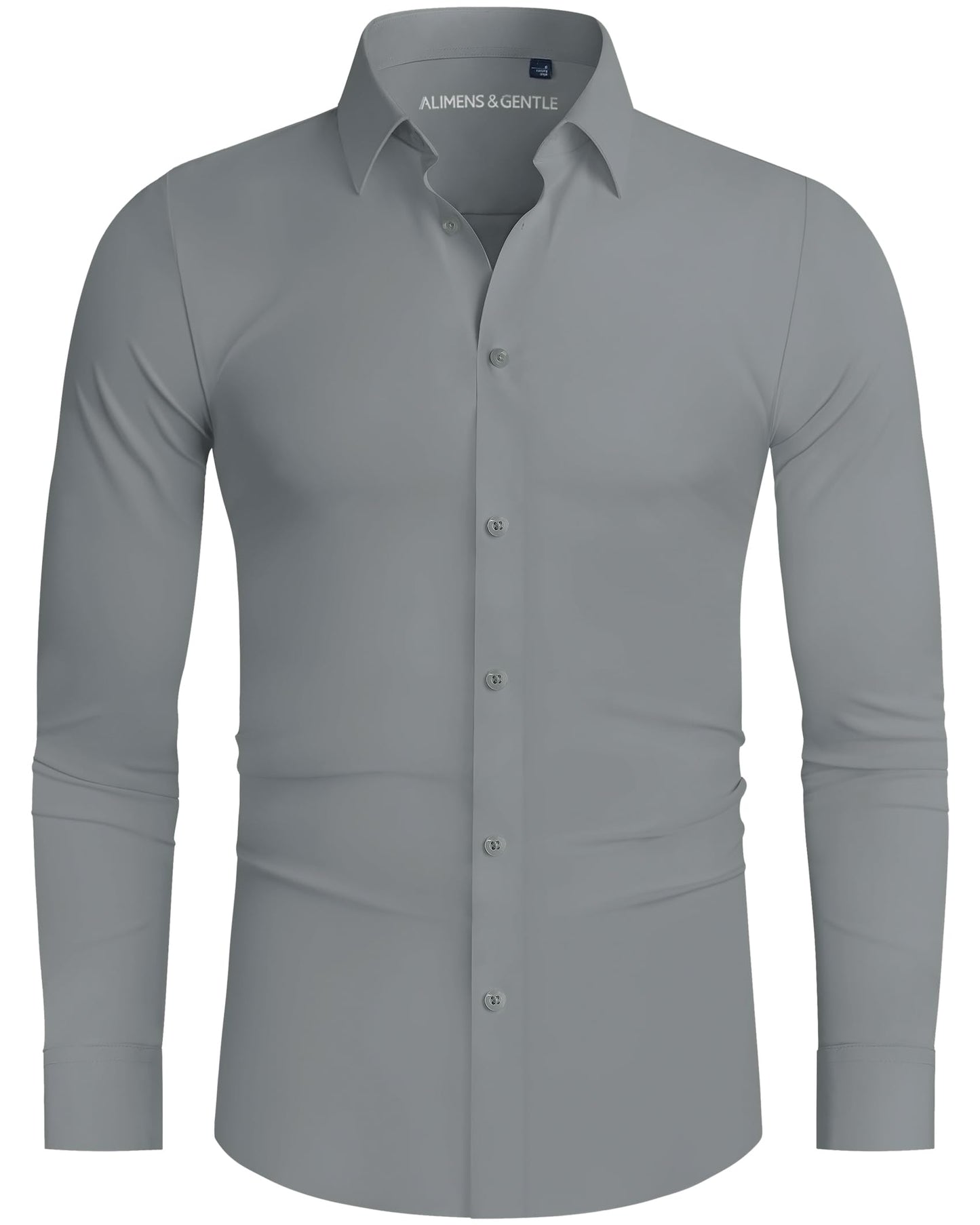 HOTAlimens & Gentle Stretch Mens Dress Shirts Slim Fit Long Sleeve Casual Skinny Muscle Fit Wrinkle Free Button Down Shirt