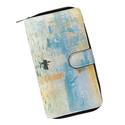 HOTjoo meryer Monet Oil Painting Flap Long Wallet Water Lilies Print Leather Wallet for Women Men,Monet Water Lilies