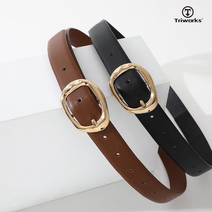 HOTTRIWORKS 2 Pack Leather Belts for Women Fashion Waist Belt with Liquid Shapes Women Belt for Jeans Pants Dresses