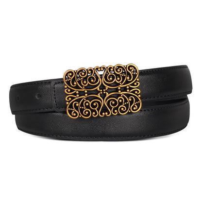 HOTRelang Women's Belts with Gold Buckle, Fashion Waist Band, Elegant Ladies' Belt, Gift for Women
