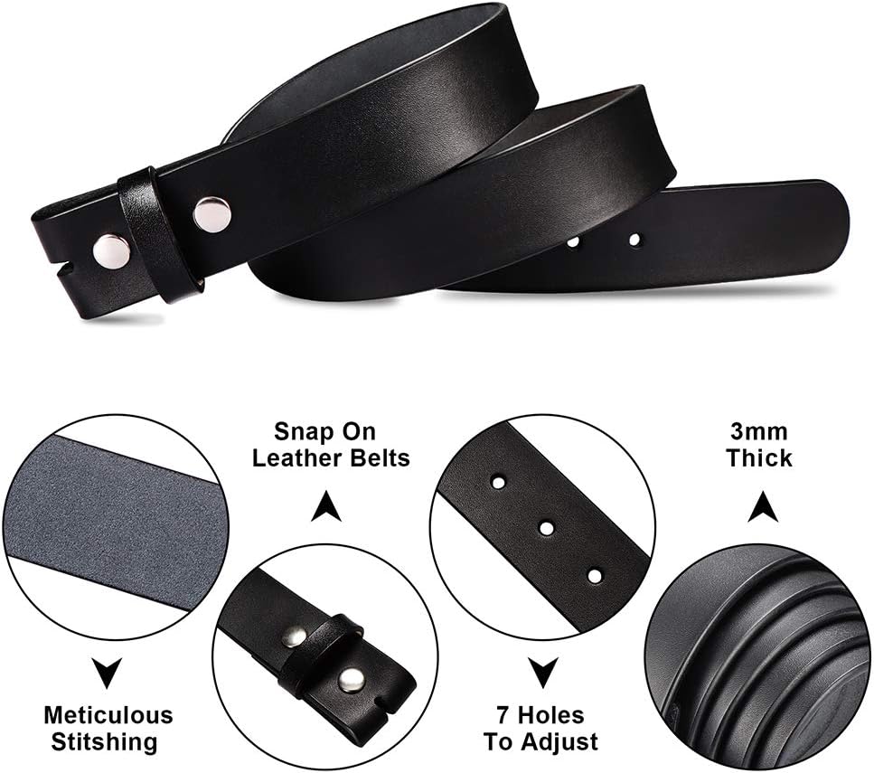 HOTHJones Western Belts for Men without Buckle,Cowboy Belt Buckles for Men,1.5" Wide Genuine Leather Belt No Buckle