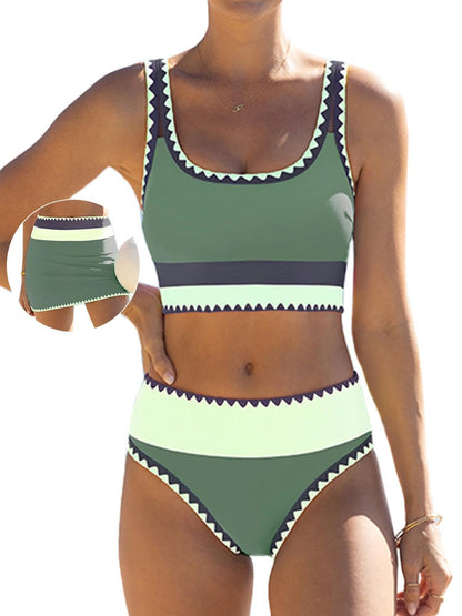 HOTpopvil High Waisted Bikini Sets for Women Tummy Control Swimsuits 3 Piece Bathing Suits Neon Swimwear with Skirt 2026