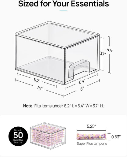 HOTVtopmart 4 Pack Small Clear Stackable Storage Drawers,Acrylic Bathroom Makeup Organizer,Plastic Storage Bins for Vanity, Undersink, Kitchen Cabinets, Pantry, Home Organization