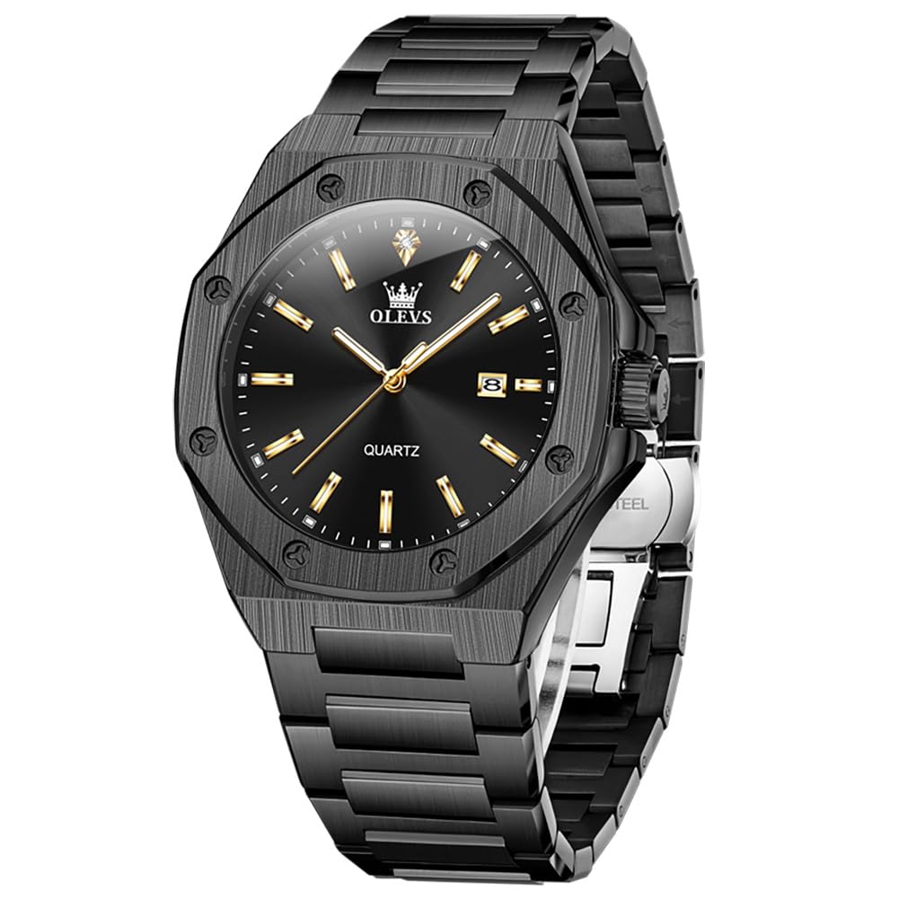 HOTOLEVS Watch for Men Skeleton Business Dress Stainless Steel Waterproof Luminous Mens Wrist Watch