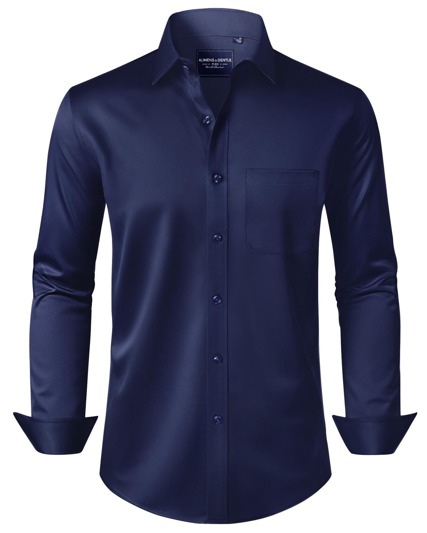 HOTAlimens & Gentle Men's Dress Shirts Long Sleeve Wrinkle-Free Stretch Shirts Solid Formal Button Down Shirt with Pocket