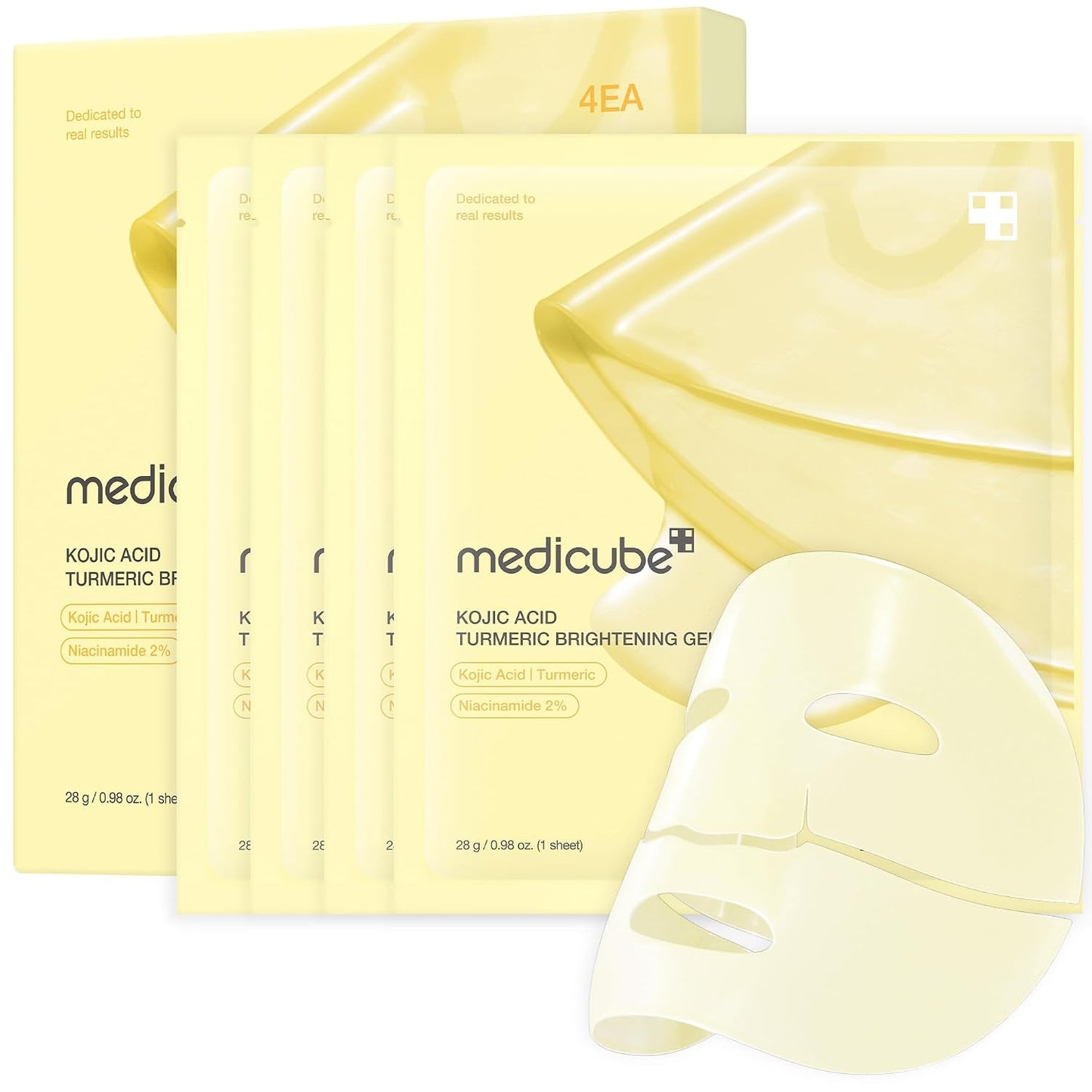 HOTmedicube Jelly Gel Mask with Brightening Kojic Acid Turmeric | Overnight Face Mask for Glass Glow Skin | Elasticity, Hydrating, Firming and Radiance Boosting | Korean Skincare, 28g x 4ea