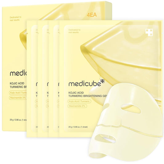 HOTmedicube Jelly Gel Mask with Brightening Kojic Acid Turmeric | Overnight Face Mask for Glass Glow Skin | Elasticity, Hydrating, Firming and Radiance Boosting | Korean Skincare, 28g x 4ea