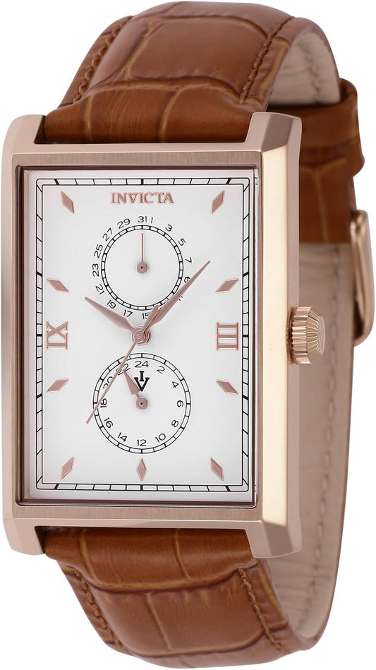 HOTInvicta Men's Vintage 30mm Leather Quartz Watch, Light Brown (Model: 46858)