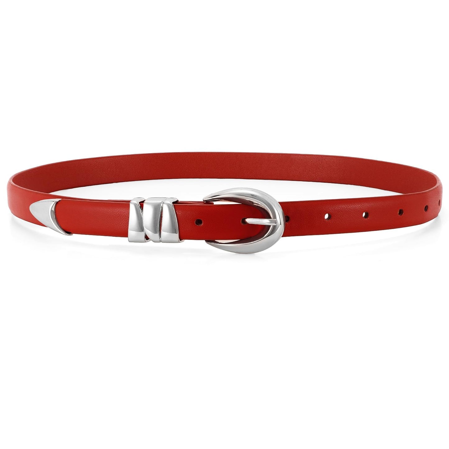 HOTWHIPPY Women Skinny Leather Belt for Jeans Pants Dresses Ladies Fashion Waist Belt with Shiny Gold Buckle