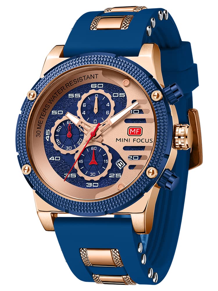 HOTAIMES Mens Watches for Men Casual Chronograph Waterproof Sport Military Watch Analog Quartz Movement Stylish Luxury Dress Wrist Watch Elegant Gift Watch for Men