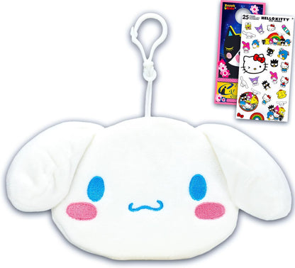 HOTCinnamoroll Coin Purse Set - Bundle with 4.5" Sanrio Mini Pouch with Keychain Plus Stickers, More | Cinnamoroll Coin Wallet for Women