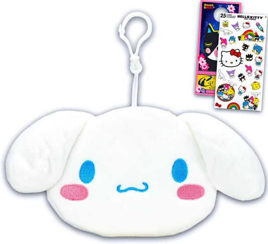 HOTCinnamoroll Coin Purse Set - Bundle with 4.5" Sanrio Mini Pouch with Keychain Plus Stickers, More | Cinnamoroll Coin Wallet for Women