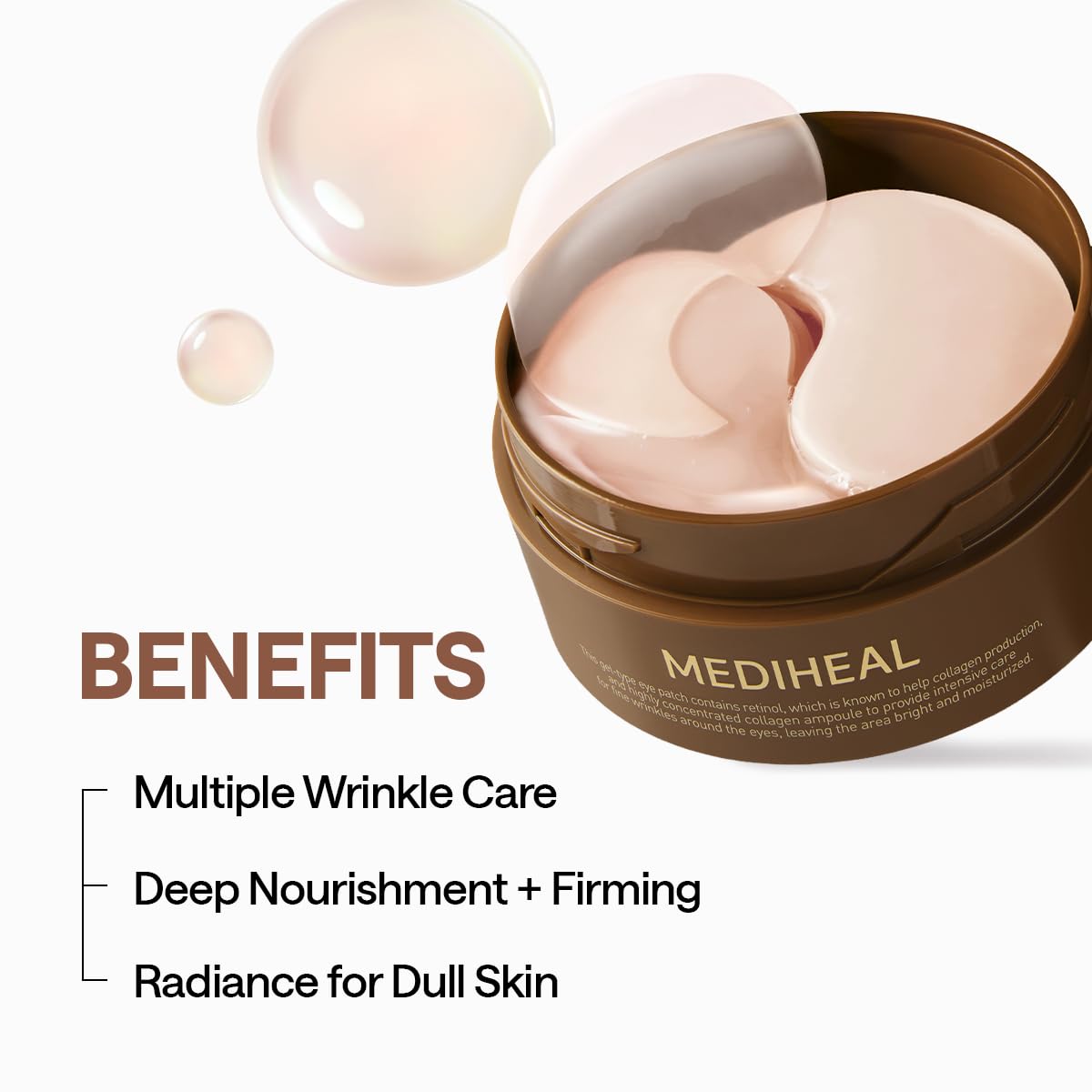 HOTMEDIHEAL Retinol Collagen Under Eye Patches - Korean Hydrogel Eye Pads (60 patches) with 95% Retinol & Collagen - Improves Puffy Eyes & Dark Circles - Non Irritating, Encapsulated Retinol