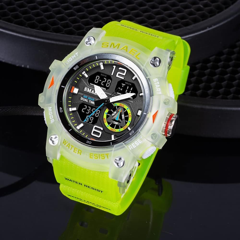 HOTGosasa Men's Large Face Outdoor Sports Watches Military S-Shock Watch Waterproof, Backlight, Alarm, Stopwatch Features - Rugged Wristwatch for Training, Hiking, and Adventure