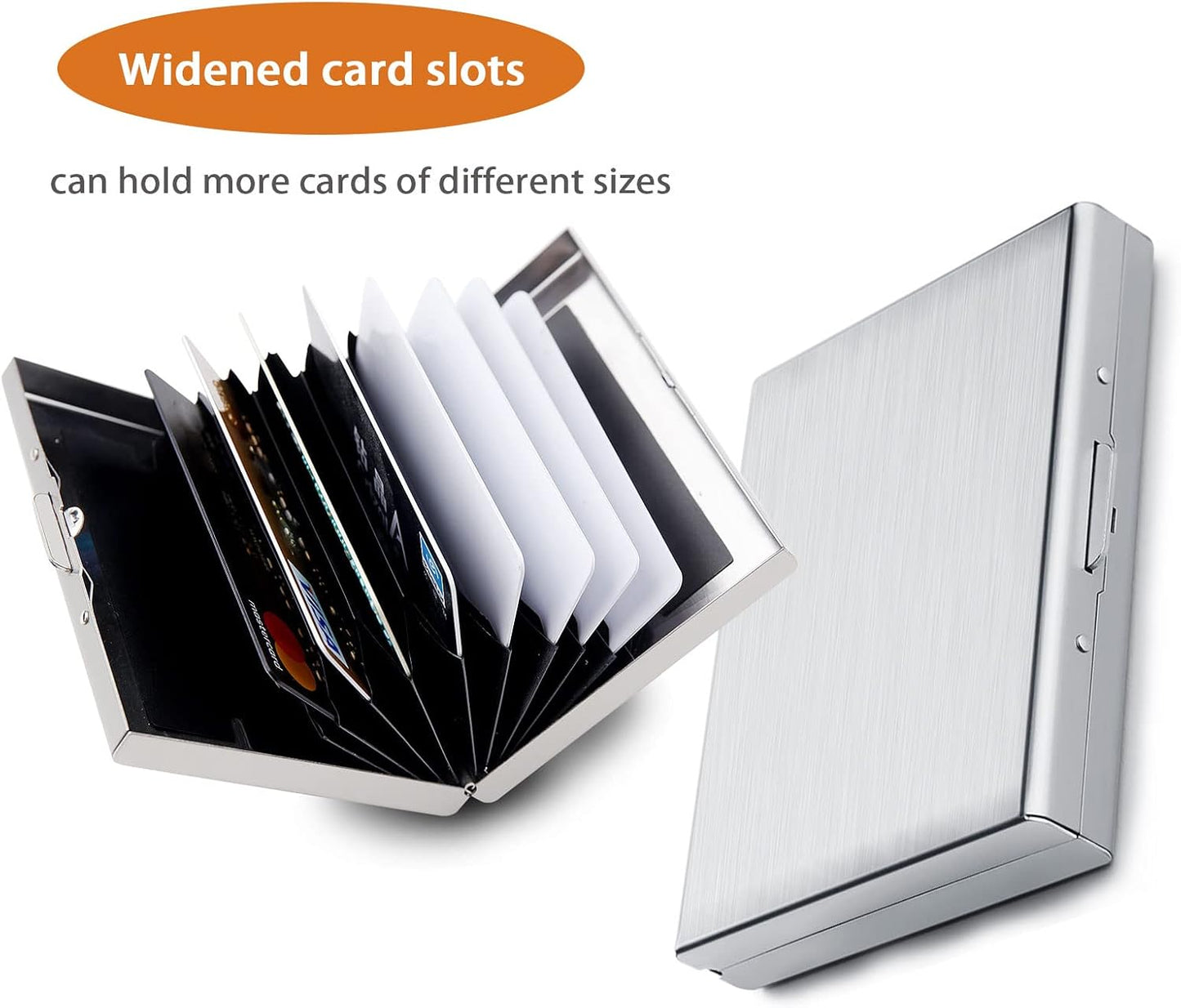 HOTBestac Credit Card Holder RFID Slim Metal Card Case for Hard Stainless Steel Credit Card Wallet Business Card Holder for Men Women (Silver)