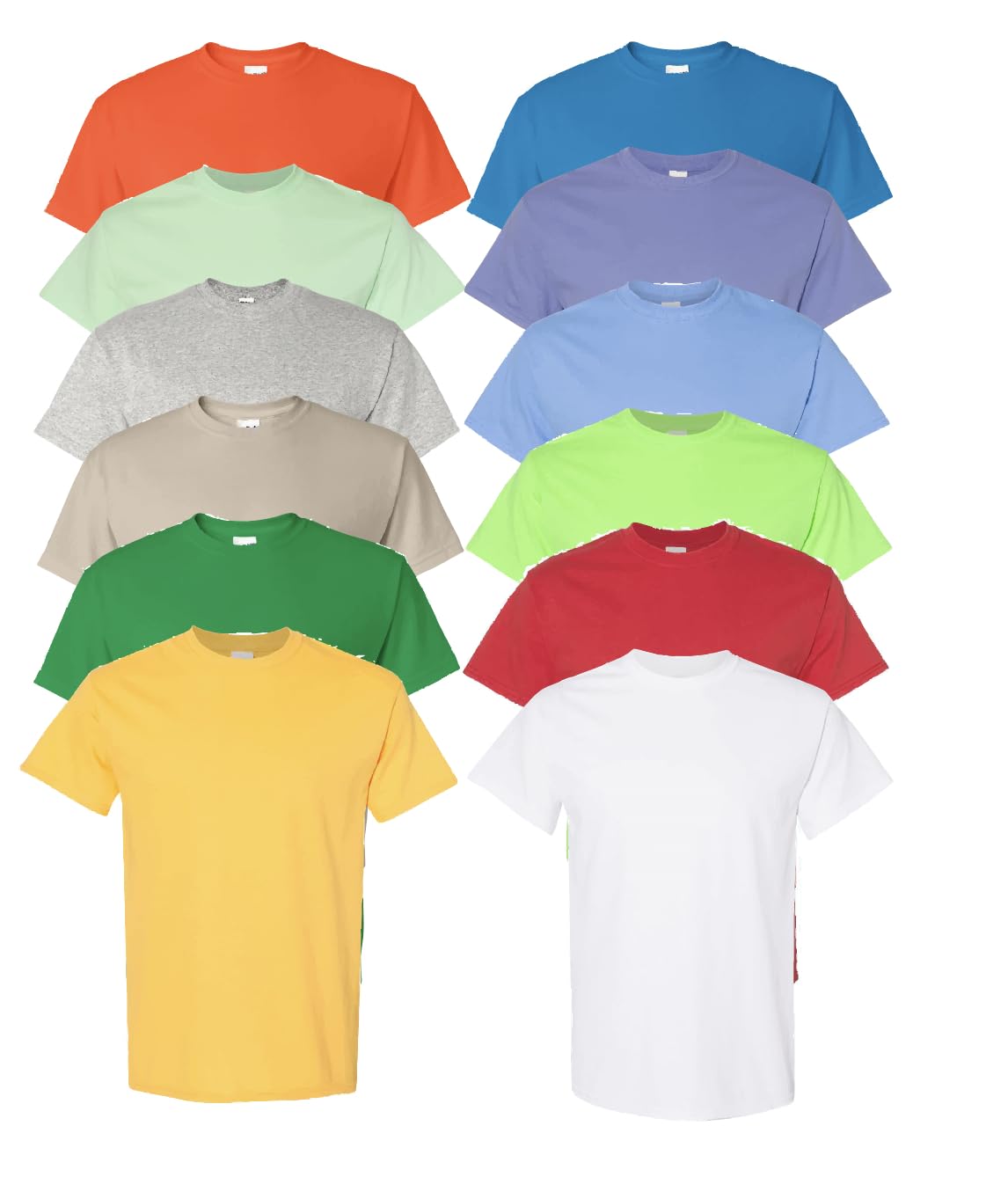 HOTEVERYDAY TEES Men's Heavy Cotton Tee (Pack of 12), Assorted Mixed Color Small to 5XL
