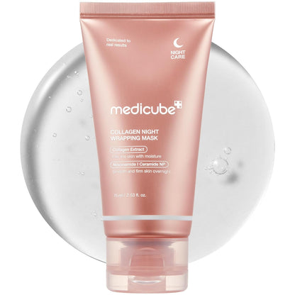 HOTmedicube Wrapping Mask Collagen Overnight Peel Off Facial Mask | Elasticity & Hydration Care, Reduces Sagging & Dullness | Hydrolyzed Collagen For Glowing Skin | Korean Skin Care, 2.53 fl.oz