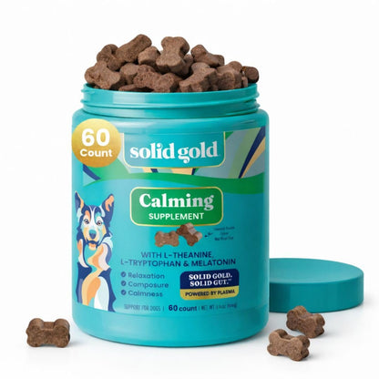 HOTSolid Gold Calming Chews for Dogs - Dog Calming Chews w/Melatonin for Separation, Stress & Hyperactivity Relief - Supports Relaxation for Travel, Fireworks & Storms - All Ages & Sizes - Bacon 120ct