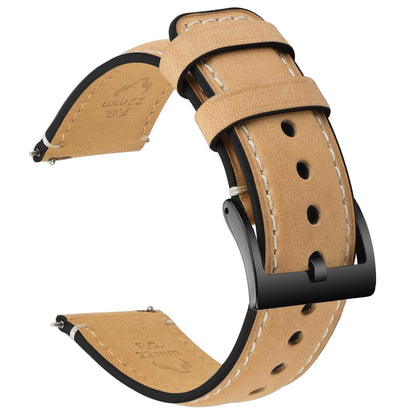HOTFullmosa Leather Watch Bands for Men, 18mm 19mm 20mm 21mm 22mm 24mm 26mm Quick Release Watch Bands Strap - Burnished Band Vintage Wristband with Stainless Steel Metal Clasp