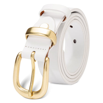 HOTWomens Belts for Jeans 1.1" Width Ladies Belts for Dresses Full Grain Leather Gold Buckle Belt Gift Box