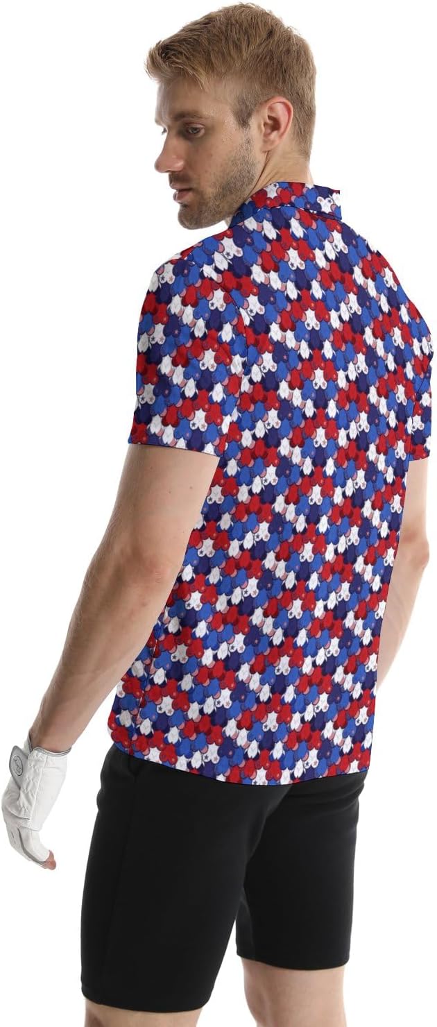 HOTGolf Polos for Men Funny Moisture Wicking Golf Shirts Performance Quick-Dry Polo Shirts Short Sleeve