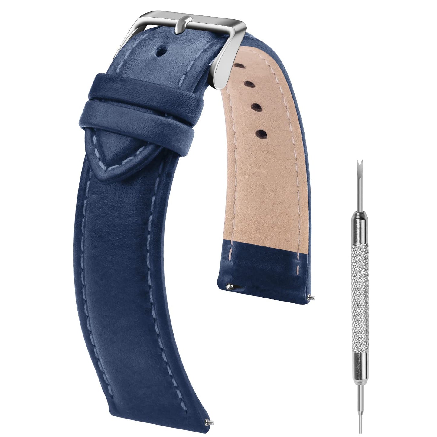 HOTFullmosa Watch Band, Quick Release Leather Watch Strap Compatible with Samsung Galaxy Garmin for Men Women, Replacement Bands Width 12mm 14mm 16mm 18mm 19mm 20mm 21mm 22mm 24mm | Quick Release Replacement Bands with Stainless Steel Metal Clasp, Genuine