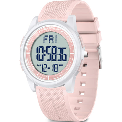 HOTBeeasy Digital Watch for Men Women, 50M Waterproof, Ultra-Thin & Lightweight, 44mm Silicone Sports Watch with Alarm, Stopwatch, Countdown, Ideal for Gym, Running, School, Daily Wear