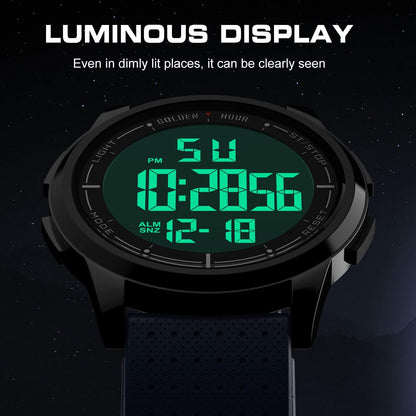 HOTGOLDEN HOUR Ultra-Thin Minimalist Sports Waterproof Digital Watches Men with Wide-Angle Display Rubber Strap Wrist Watch for Men Women
