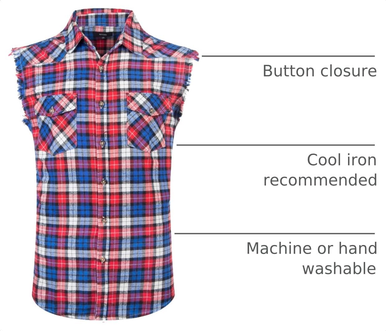 HOTMen's Casual Flannel Plaid Shirt Sleeveless Plus Size Vest