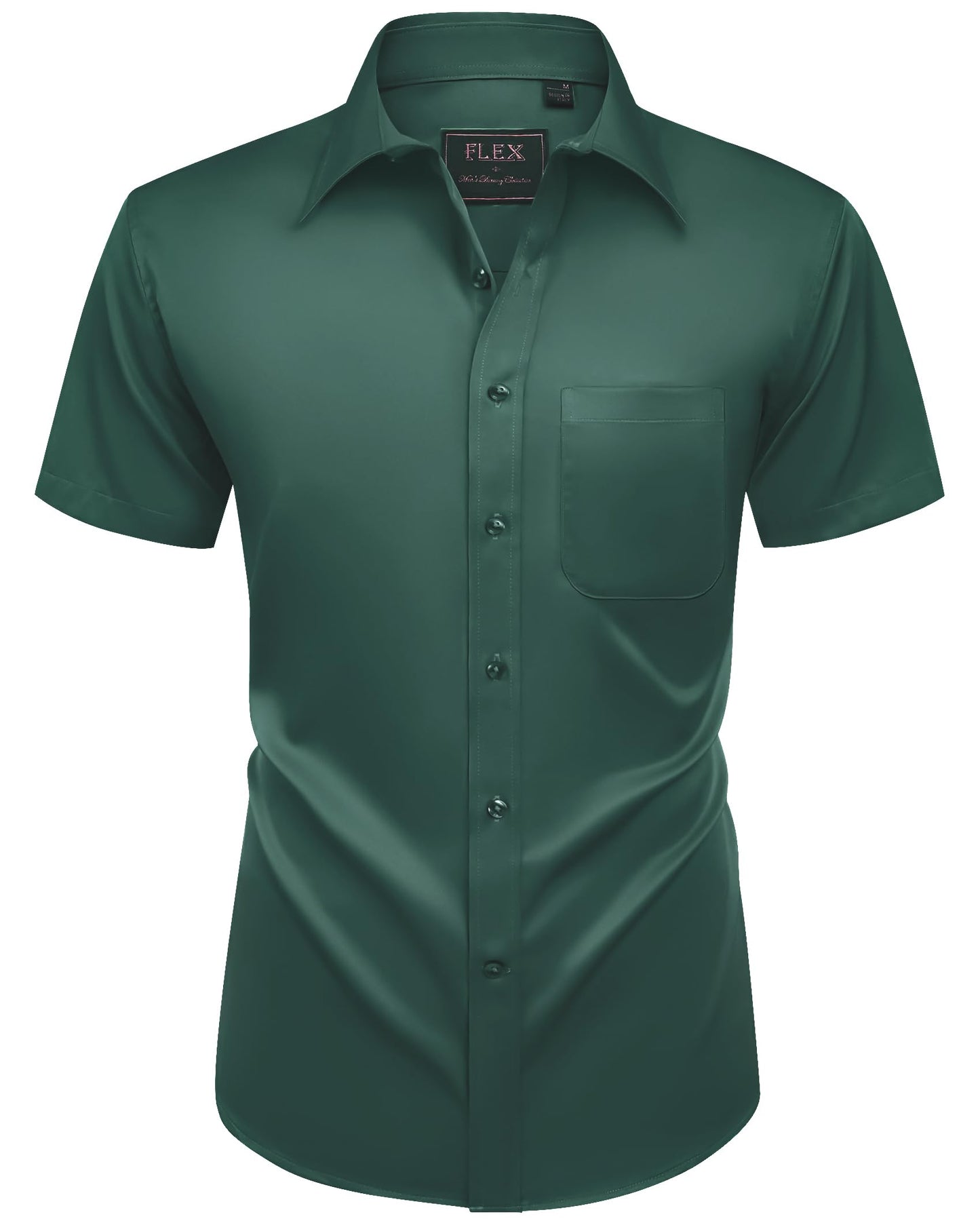 HOTAlimens & Gentle Mens Short Sleeve Dress Shirts Wrinkle Free Solid Casual Button Down Shirts with Pocket