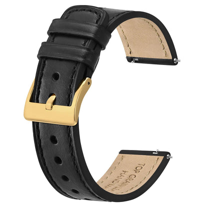 HOTBISONSTRAP Leather Watch Straps, Classic Oil Waxed Leather, Quick Release Replacement Band for Men and Women, Band Width 18mm 20mm 22mm