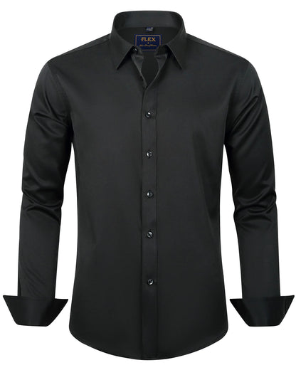 HOTJ.VER Men's Dress Shirts Solid Long Sleeve Stretch Wrinkle-Free Formal Shirt Business Casual Button Down Shirts