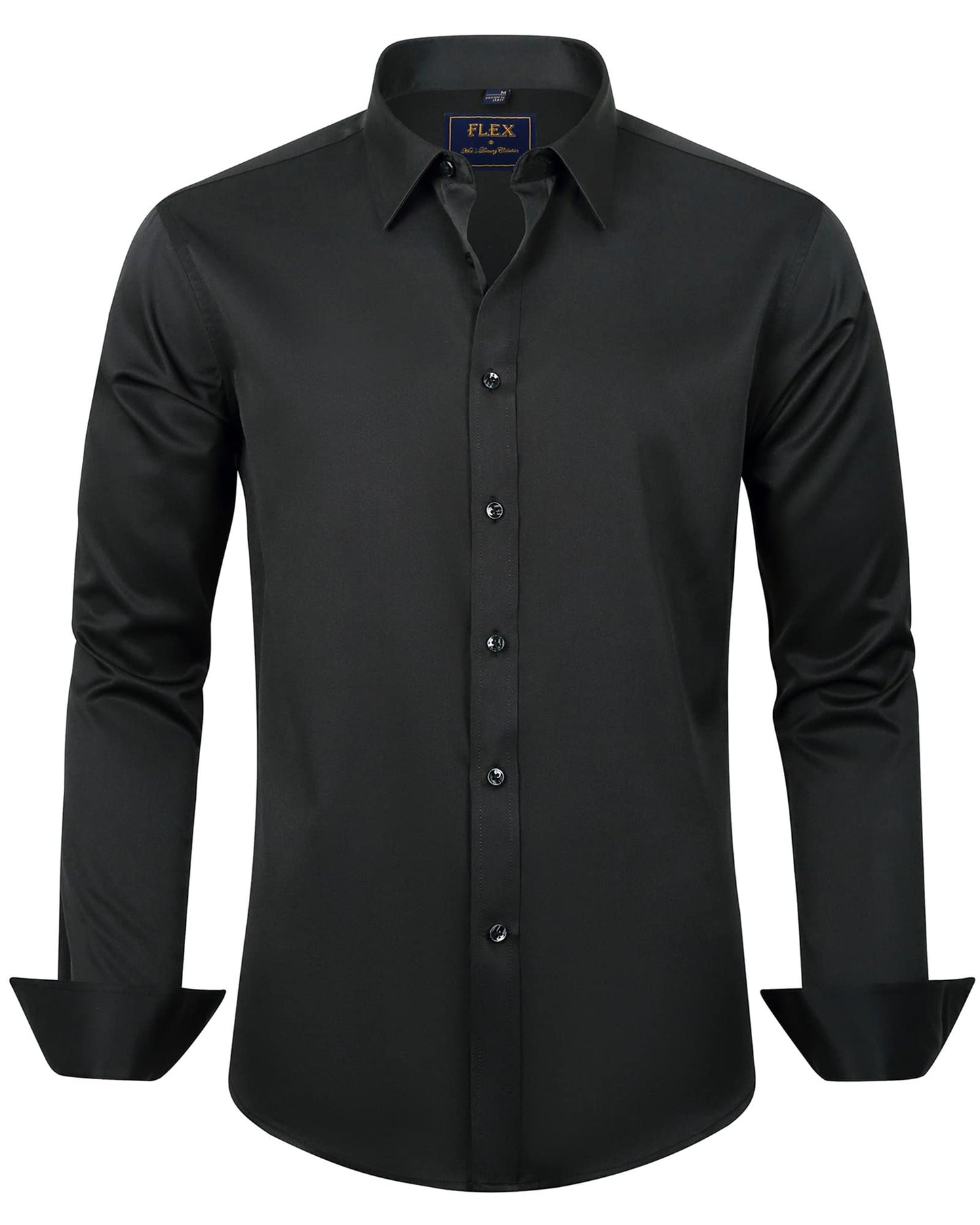 HOTJ.VER Men's Dress Shirts Solid Long Sleeve Stretch Wrinkle-Free Formal Shirt Business Casual Button Down Shirts