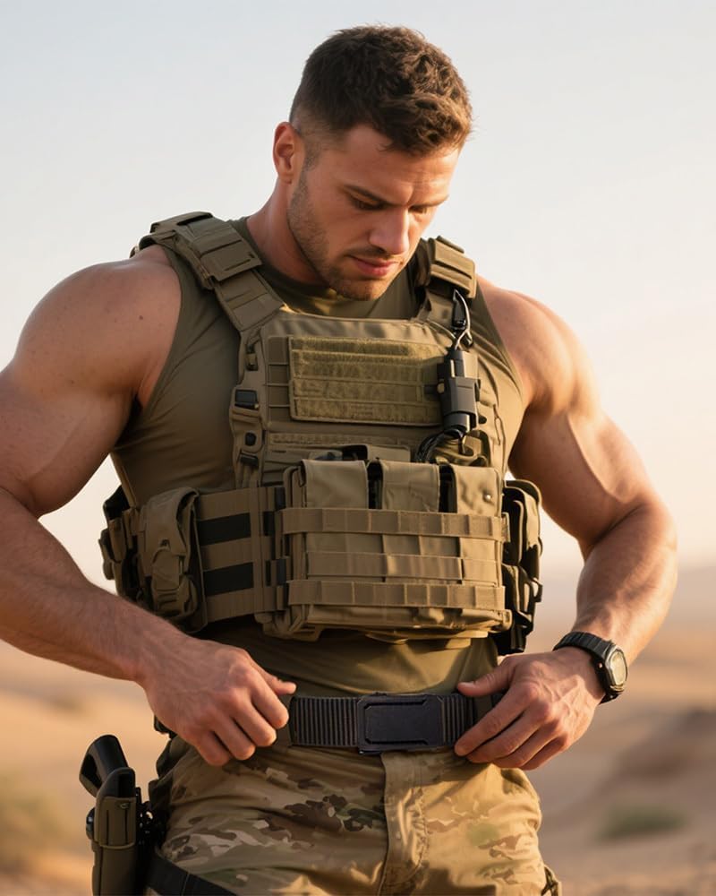 HOTEZL Men's Tactical Belt, 1.5" Nylon Ratchet Belt for Work Duty EDC | Trim to fit with ratchet micro-adjustment; heavy-duty 1.5" wide, 4mm thick nylon strap built for military & everyday wear.