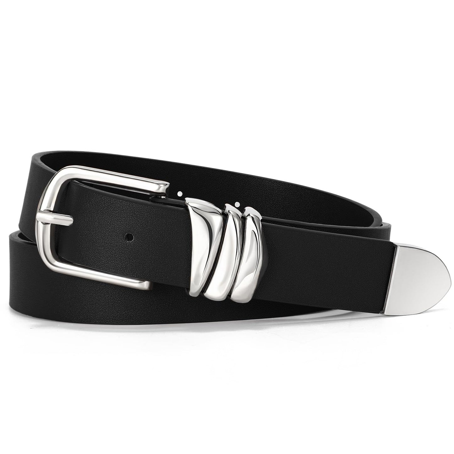 HOTVONMELLI Women's Belt for Jeans Dress Leather Belt for Women Fashion Waist Ladies Belt with Silver Buckle