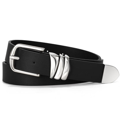 HOTVONMELLI Women's Belt for Jeans Dress Leather Belt for Women Fashion Waist Ladies Belt with Silver Buckle