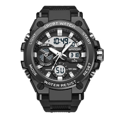 HOTKXAITO Men's Watches Sports Outdoor Waterproof Military Watch Date Multi Function Tactics LED Alarm Stopwatch