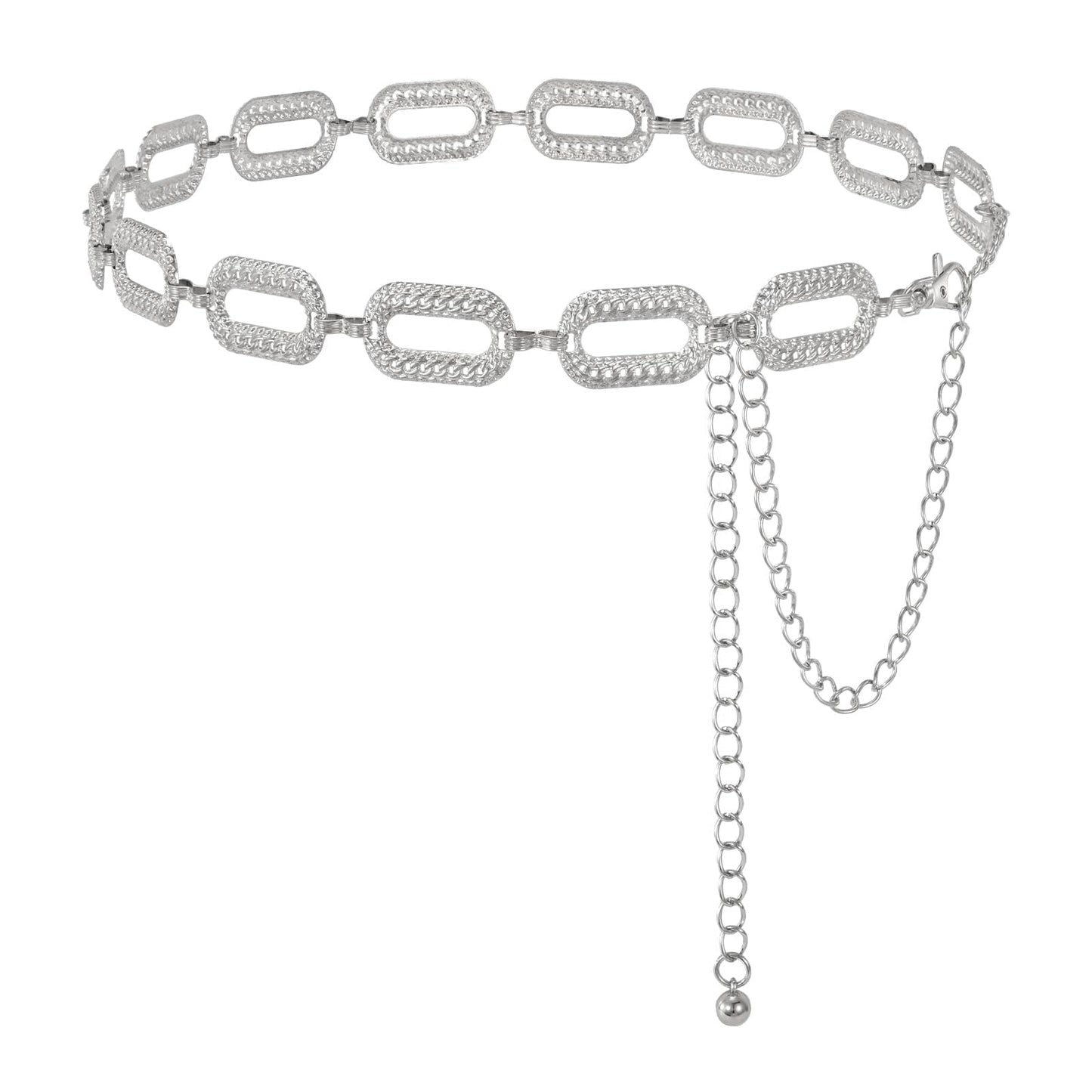 HOTWHIPPY Metal Waist Chain Belt Women Adjustable Body Link Belts Ladies Fashion Chain for Jeans Dress