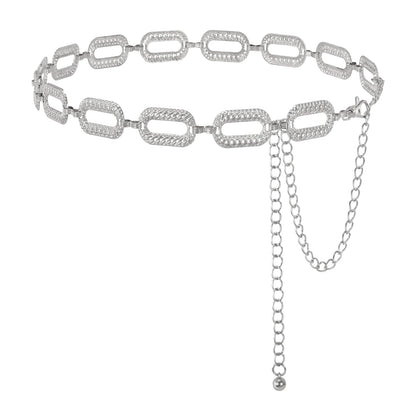 HOTWHIPPY Metal Waist Chain Belt Women Adjustable Body Link Belts Ladies Fashion Chain for Jeans Dress